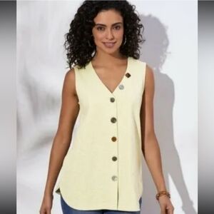Soft Surroundings Delia Cream Button Tank Top XS